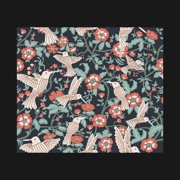 Hummingbirds in Floral Garden by sarakaquabubble