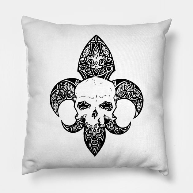 Skull and Lily Pillow by DmitroRobinson