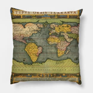 Antique Old World Map by Abraham Ortelius, 1592 Pillow