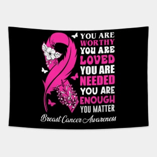 Breast Cancer Awareness Positive Motivational Quote Tapestry