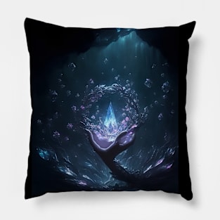 A Hand Holding A Sacred Crystal - Ai Art Pillow