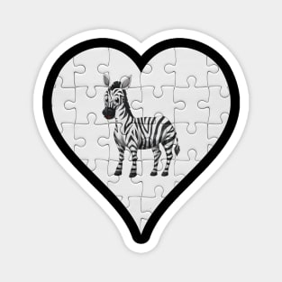 Jigsaw  Zebra Heart Design - Wild Animal Zebra Magnet