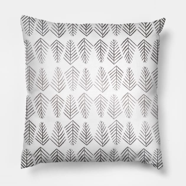 Pine trees pattern  - silver Pillow by wackapacka