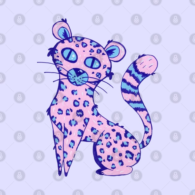 Pink Jungle Leopard Cat in Acrylic (no background) by narwhalwall