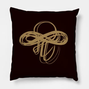 Marathi Text Spells Like English Pronoun ME  and the Meaning is I am. It is Combined with an Infinity Symbol to Express the thought that I am  Infinite, I am Universe. Colored in Golden Color Pillow