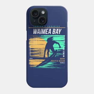 Retro Surfing Waimea Bay Oahu Hawaii // Vintage Surfer Beach // Surfer's Paradise Phone Case