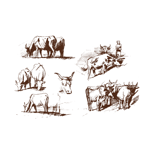 Studies of Cattle by John Singer Sargent by pelagio