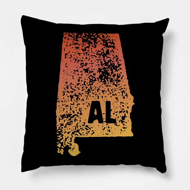 US state pride: Stamp map of Alabama (AL letters cut out) Pillow by AtlasMirabilis