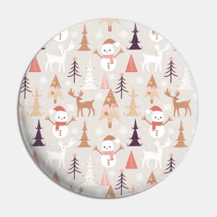 Cute Winter Christmas Pattern Snowman Christmas Tree Raindeer Santa Pin