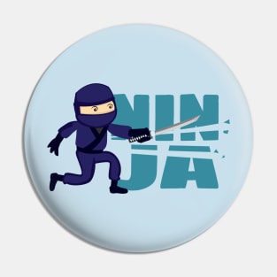 Kawaii Cute Blue Japan Ninja with  samurai sword Pin