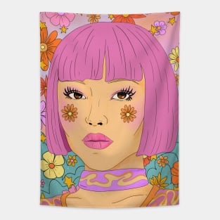 Flower Girl - Retro Portrait Tapestry