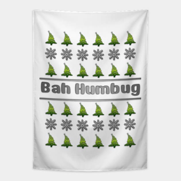 Ugly Christmas Bah Humbug Tapestry by rayraynoire