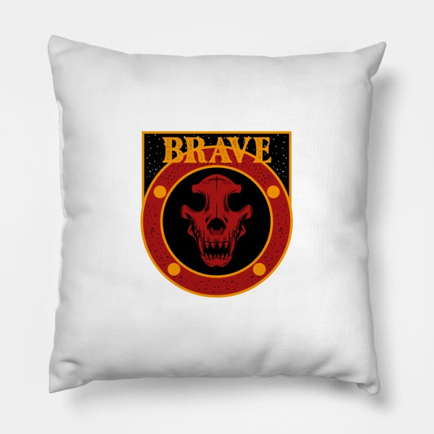 Vintage Skull - Brave Pillow by Harrisaputra