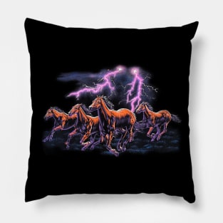 Running Horses 80s Style Truck Stop Tee Pillow