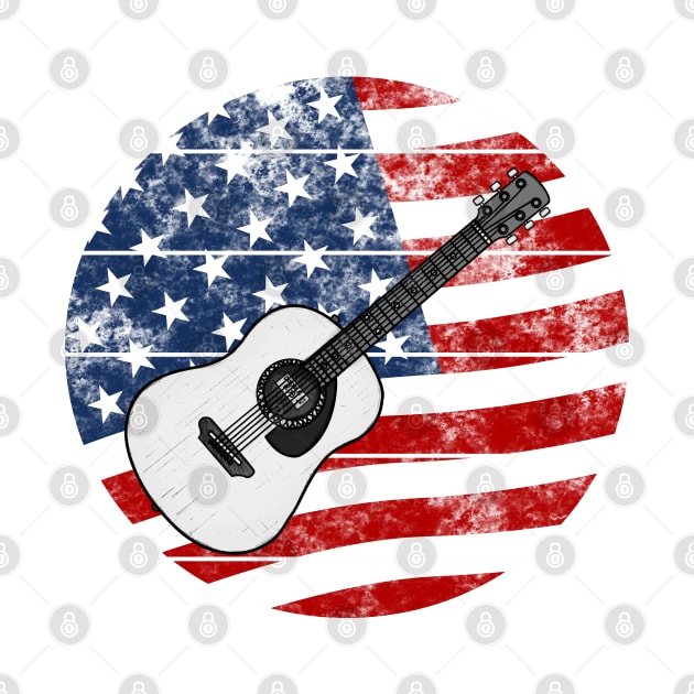 Acoustic Guitar USA Flag Guitarist Musician 4th July by doodlerob