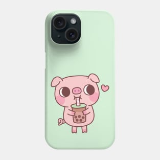 Cute Little Pig Loves Drinking Bubble Tea Phone Case