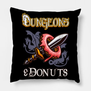 Dungeons & Donuts Funny RPG Roleplaying Fantasy Pillow