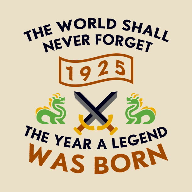 1925 The Year A Legend Was Born Dragons and Swords Design by Graograman