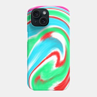 Green pink blue watercolor abstract paint effect Phone Case