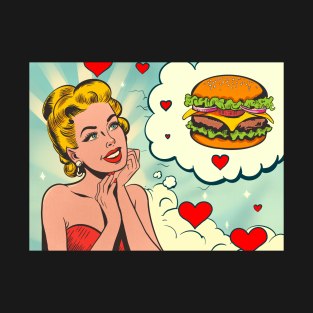 Valentine’s day hamburger vintage love T-Shirt