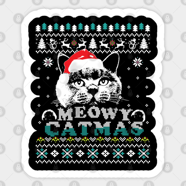 Meowy Catmas Ugly Christmas Jumper Cat Lover Gifts Meowy Catmas
