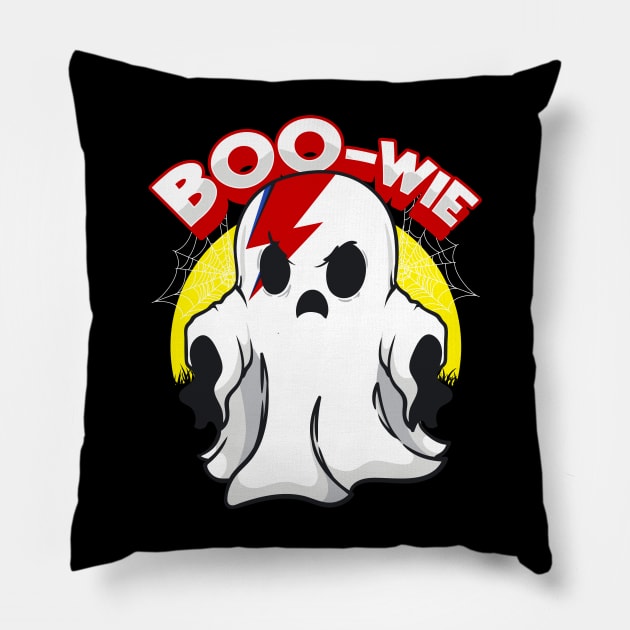 Funny Retro Rock and Roll Ghost Men Kids Women Halloween Pillow by KsuAnn