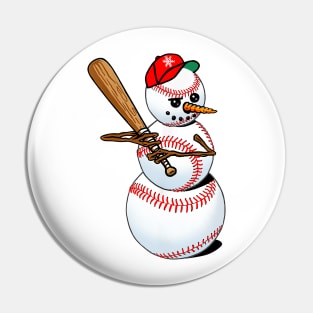 Snowman Plays Baseball Pin