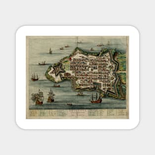 Vintage Map of Valletta Malta (1700) Magnet