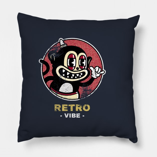 Retro vibe monkey Pillow by Sloop