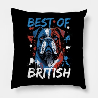 Bulldog Majesty : Best of British Pride - Colorful Red, White, and Blue Design Pillow