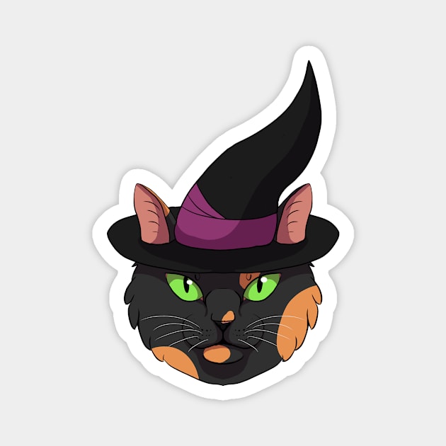 Tortoiseshell Witch Cat Magnet by dragondoxie