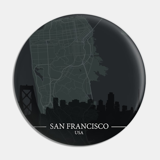 San Francisco city map with silhouette Pin by Aeons