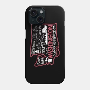 Washington Vancouver cute map Tacoma Forks Spokane Phone Case