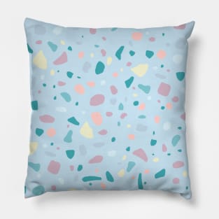 Sea Pink Summer Blue Modern Terrazzo Pattern Pillow