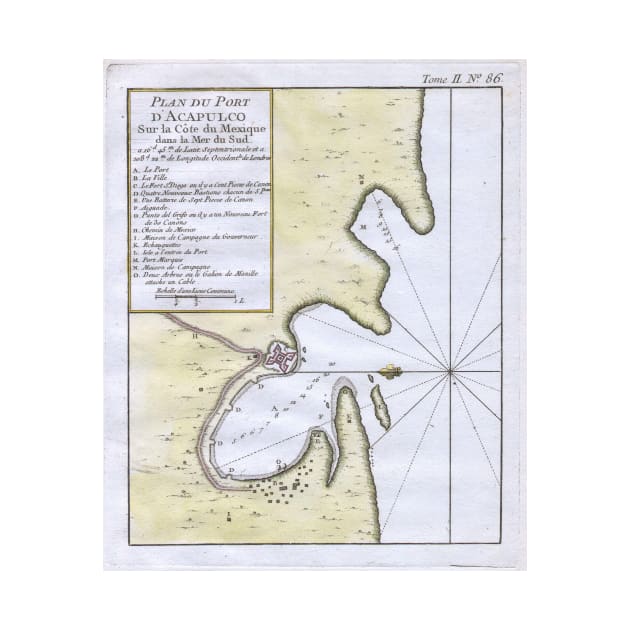 Vintage Map of Acapulco Mexico (1764) by Bravuramedia