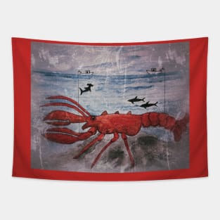 Monster Lobster Grunge Tapestry