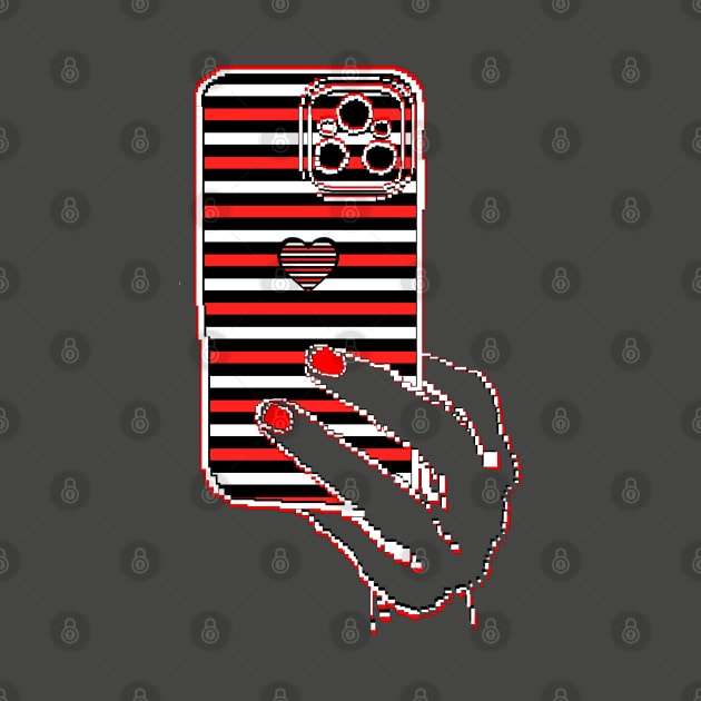 mirror selfie phone in hand pixelart by 4rpixs