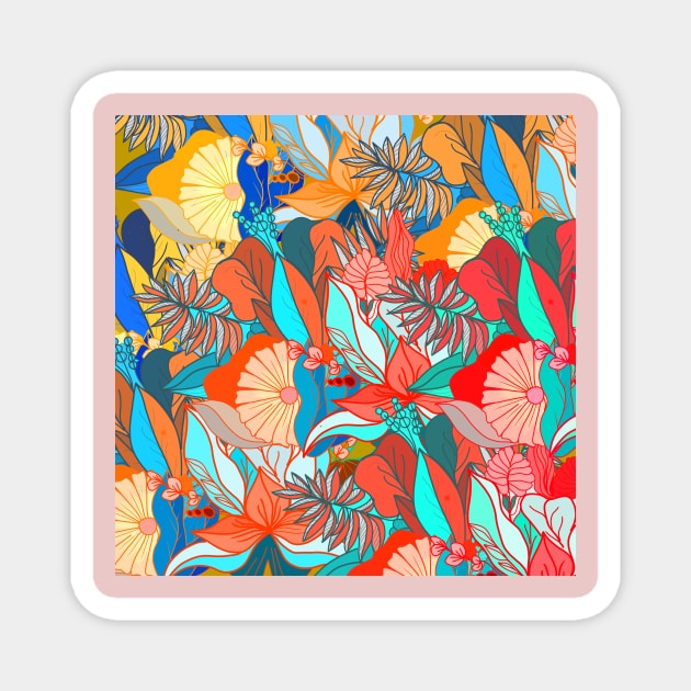 Floral pattern nature colorful Magnet by carolsalazar