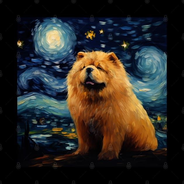 Chow Chow Painted in Starry Night style by NatashaCuteShop