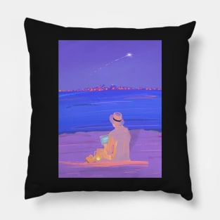 Evening Beach Landscape Pillow