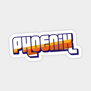 Retro Phoenix Word Art with Stripes Magnet