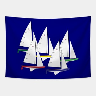 Hampton One Design Sailboats Racing Tapestry