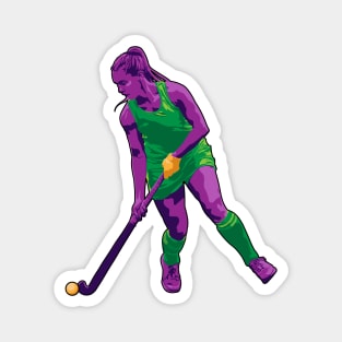 Field Hockey Player (Green & Purple) Magnet