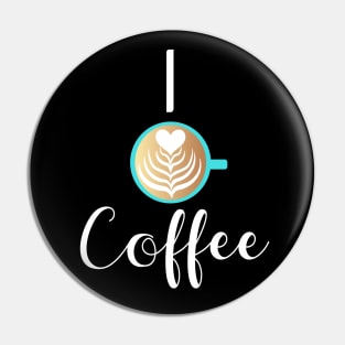 I Love Coffee Heart Latte Mug Pin