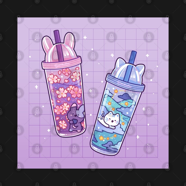 Patchi & Biru Water Bottles by Leenh