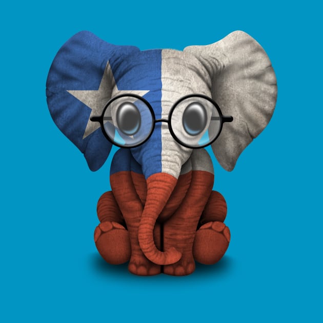 Baby Elephant with Glasses and Chilean Flag by jeffbartels