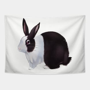 Cute Chubby Black and White Dutch Rabbit Tapestry