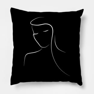 Woman Line Art Drawing - Minimal Mary Pillow