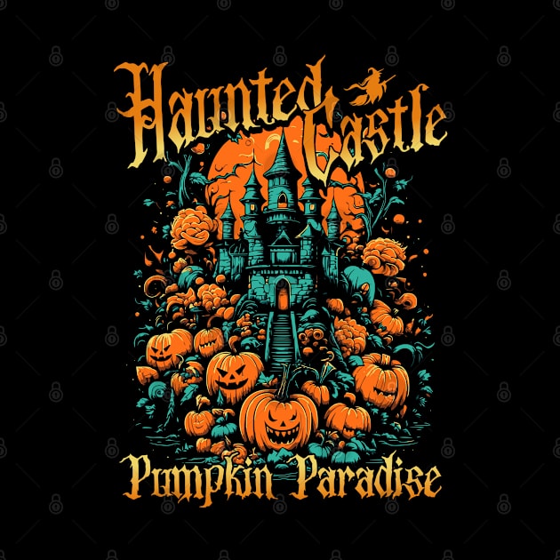 Halloween, haunted castle, spooky castle, pumpkin paradise, pumpkin castle, halloween tee, horror castle, haunted mansion, pumpkin halloween by BloomInOctober