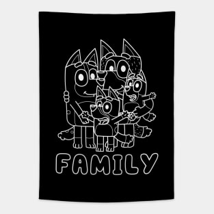 Bluey Family Text White Tapestry